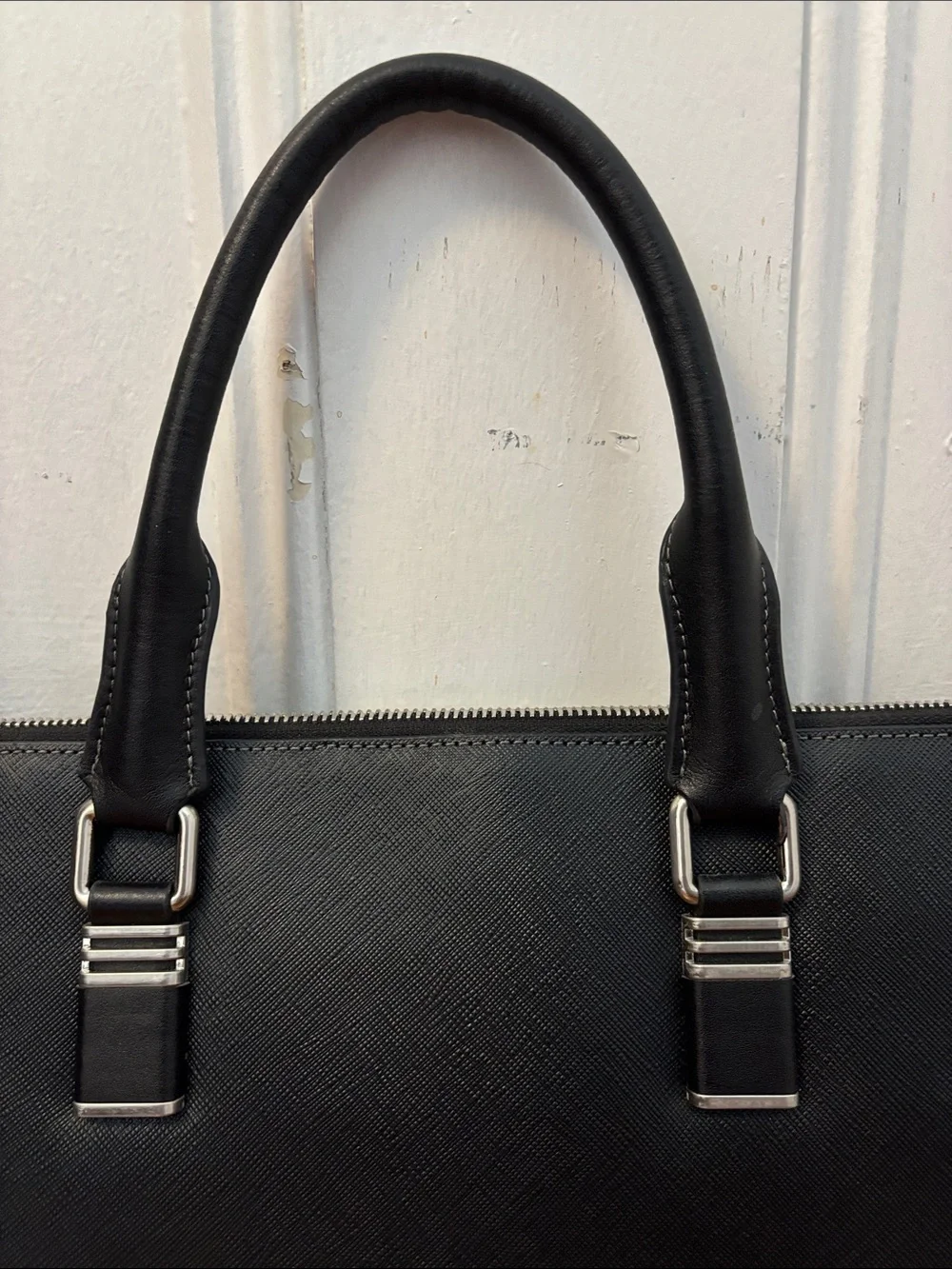 Bostanten Structured Leather Laptop Bag with Top Handles